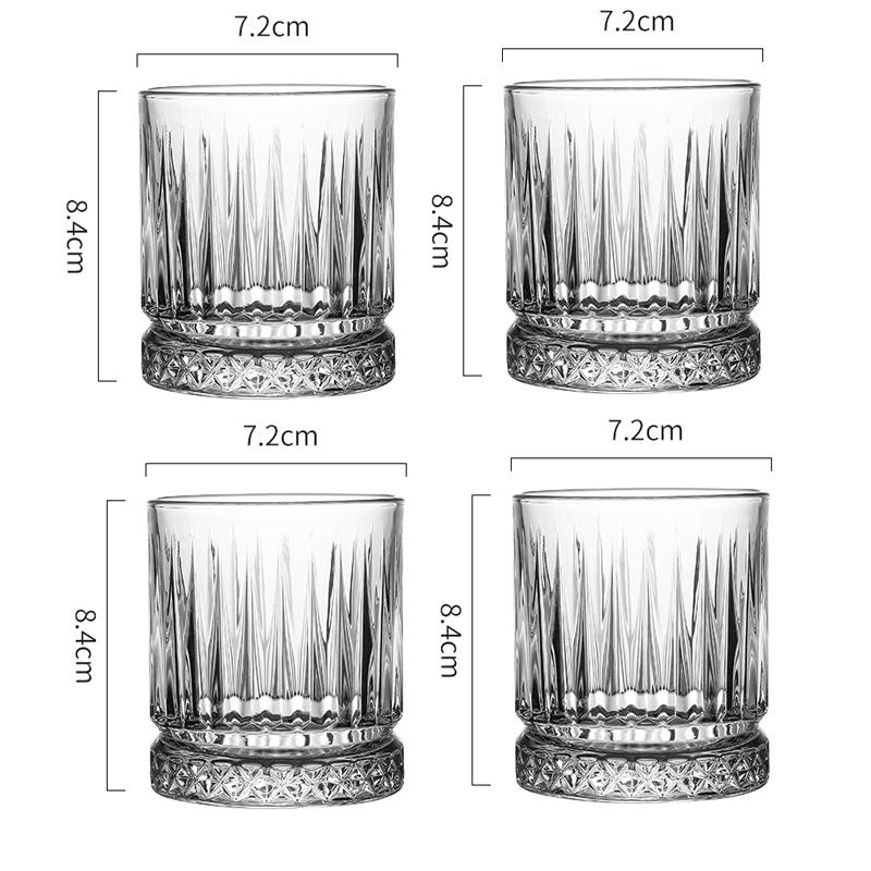 

4 шт. Стекло для питья 8 унций Набор стаканов для виски Прозрачный хрустальный стакан с алмазной росписью Стакан для сока и коктейлей Бытовая посуда для напитков 4pcs