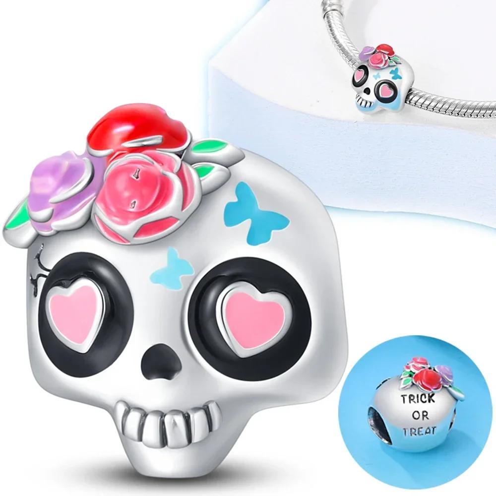 Copperhalloween Series Luminous Ghost Skull Charm For Women Original Bracelet Diy Fine Jewelry Making Gift