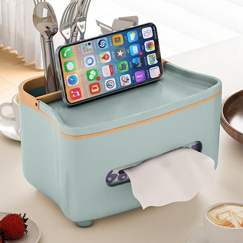 Desktop Bedside Tissue Box with Remote Control Holder - 2-Pack