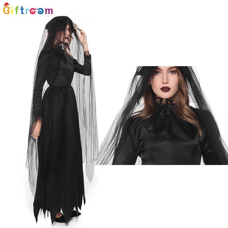 Trendy Adult Dark Witch Cloak Dress Made Of Soft Polyester For Halloween Events