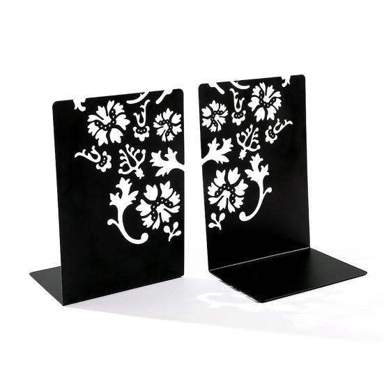 2 Pcs Metal Bookends L-Shaped Reinforced Support Book Holder with Non-Slip Pads