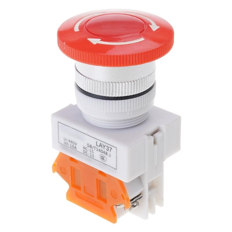 Light Mushroom Emergency Stop Push Button Switches Illuminated Shut Estop Button 1 NC 1 NO 660V 10A