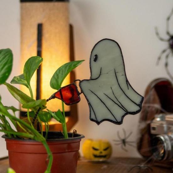 Ghost Plant Stake Cute Watering Ghost Planter Stake with Water