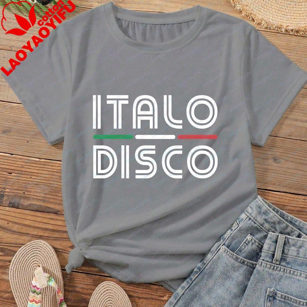 Italo Disco - Fashion Casual Trend Harajuku Short-sleeved Shirt Suitable for Both Unisex and WoUnisex. Patterned Pure Cotton T-shirt