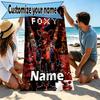 Personlig tilpasset strandhåndkle med navn, Five Nights at Freddy's-trykk, for reise, camping, strandfest, hjemmedekor, bursdagsgave til familie og venner