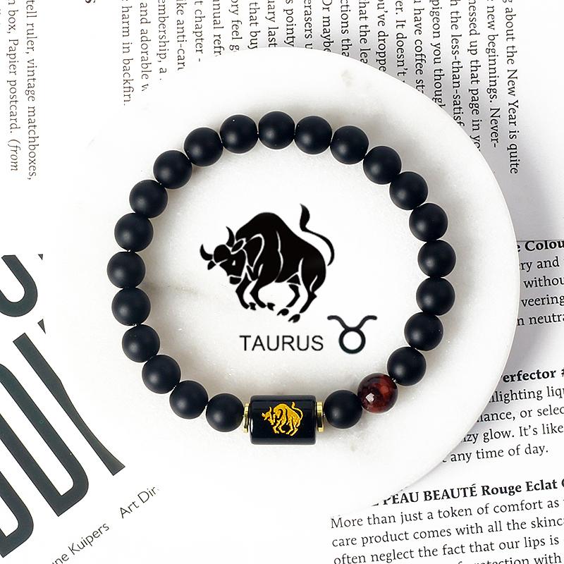 Браслет из камня Тигровый Глаз 12 Созвездий Браслет из Камня Воробей Рейки Талисман Удачи Браслеты 12 Знаков Зодиака Украшения Телец Овен 8mm Beads&17cm(6.69inch)