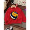 Kids Crewneck Sweatshirt, Volleyball Print, Casual Tops for Fall & Winter