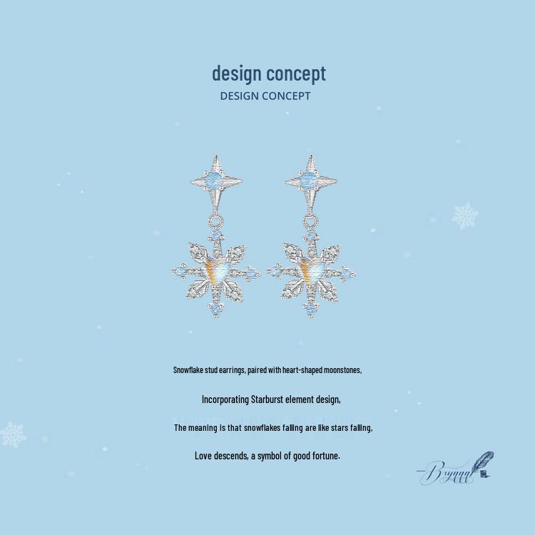 Everlee Exquisite Iridescent Snowflake Stud Earrings In S925 Sterling Silver - Holiday Jewelry for Women