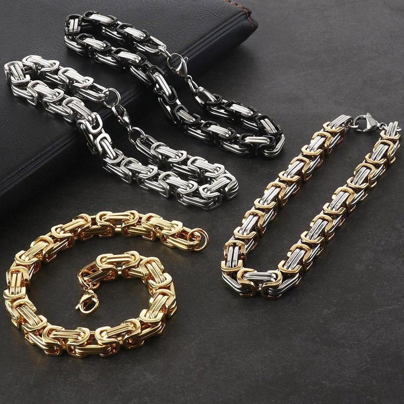 8mm Herenarmband - Duurzame 304 Roestvrij Staal Boxketting, 18K Goudkleurig Gecoat, Hip Hop Stijl, Geschikt voor Casual Outfits