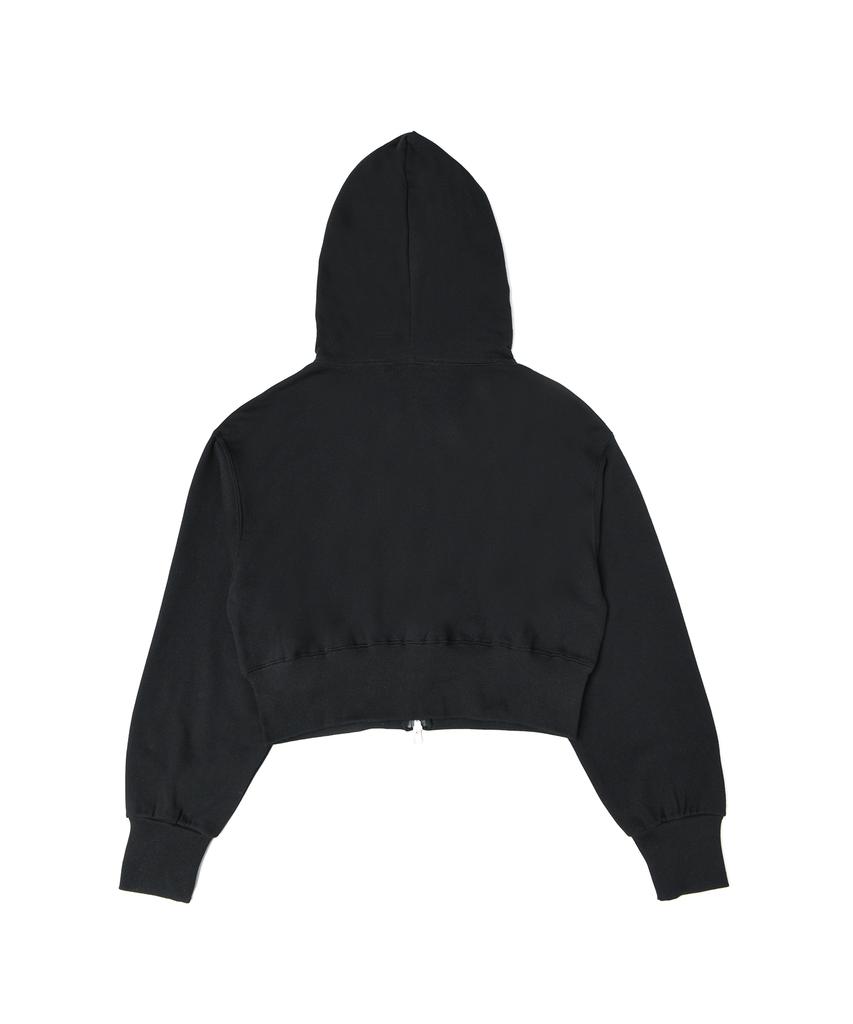 Starryeyed Crop Two-Way Zipper Zip-Up Hoodie (Black)