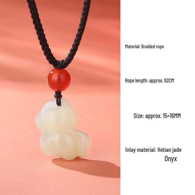 

Подвеска Лошадь из натурального нефрита Хэтянь с подвеской из красного агата для года зодиака женщины - Задумчивый подарок для девушки