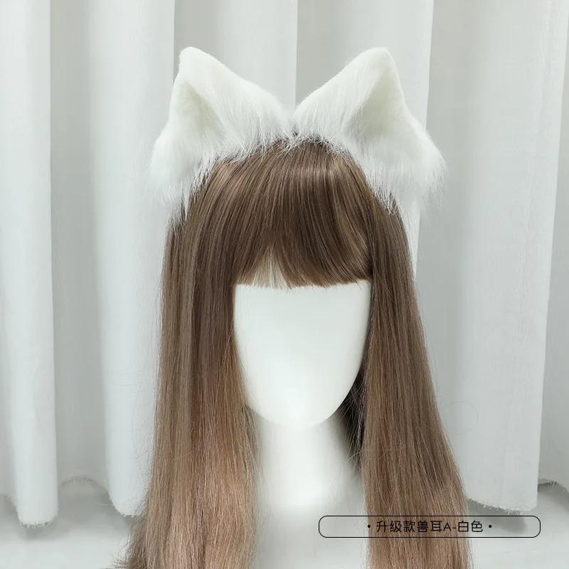 New Gothic Plush Fox Cat Ears Headband Artificial Cute Wolf Ear Hair Band Cosplay Hair Accessories Halloween Party Headwear