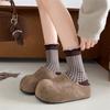 Popular Brown Retro Thick-bottomed Bag Head Dragging Women's Outer Wear 2025 New Autumn Skirt Non-slip Birken Half Slippers