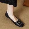 Giant soft retro leather single shoes women's spring and autumn versatile square head low-heeled flats
