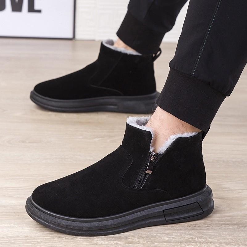 Northeast cotton shoes winter high-top snow boots fashionable and versatile simple velvet thickened warm men's shoes thick-soled cotton boots