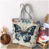 Canvas-Tasche Große Kapazität Canvas-Tasche Damen Doppellagig mit tragbar Einfache Webstickerei Schulter Reißverschluss Einkaufstasche Ethnischer Stil