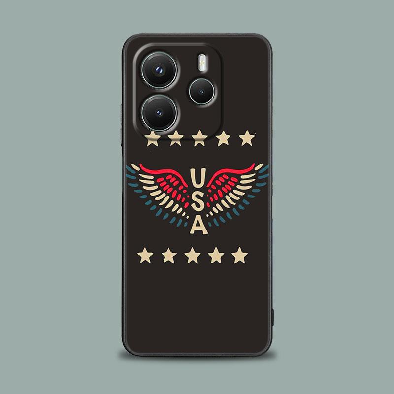 American USA Flag Five-pointed Star Phone Case for Xiaomi Redmi 14C 12C 10C 13C 4G Redmi Note 14 13 12 11 10 Pro Plus 12S Cover