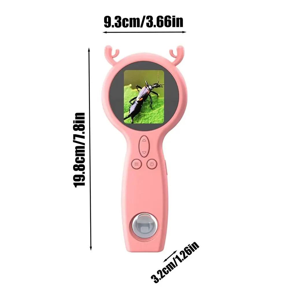 

Мікроскоп для дітей-Портативний 2 цифровий мікроскоп для дітей з 2 МП освітні наукові іграшки кишенькового розміру Pink Elk