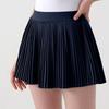 Damen Tennisrock mit hohem Bund: Fake zweiteiliger plissierter Sport-Skort mit integrierten Shorts.