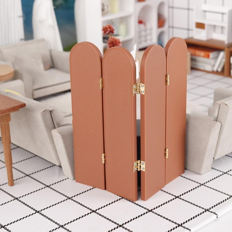 1:12 Scale Furniture Miniature Folding Screen Room Divider For Doll House With Hinged Panels And Simulation Design