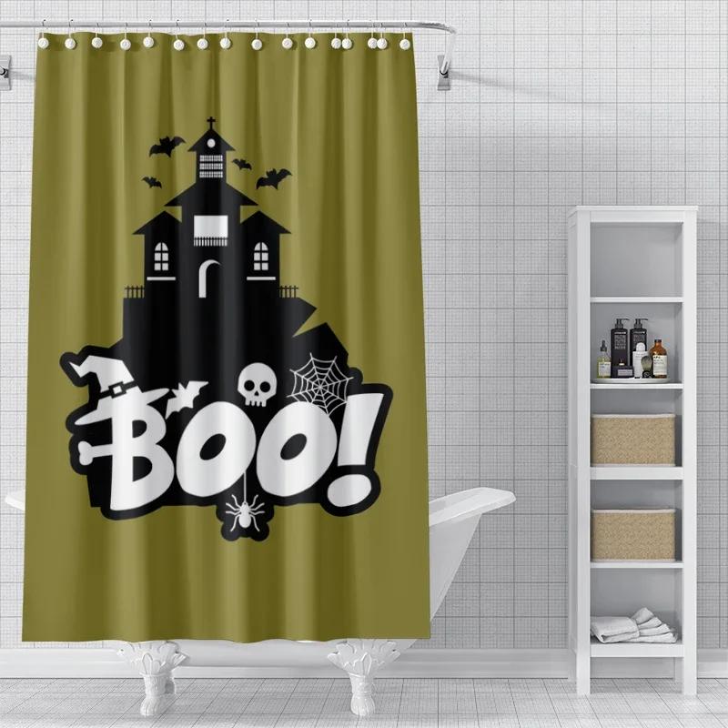 Home Shower Curtains For Bathroom Waterproof Fabric Modern Nordic Style Living Room Curtain Halloween Autumn Pumpkin Decoration
