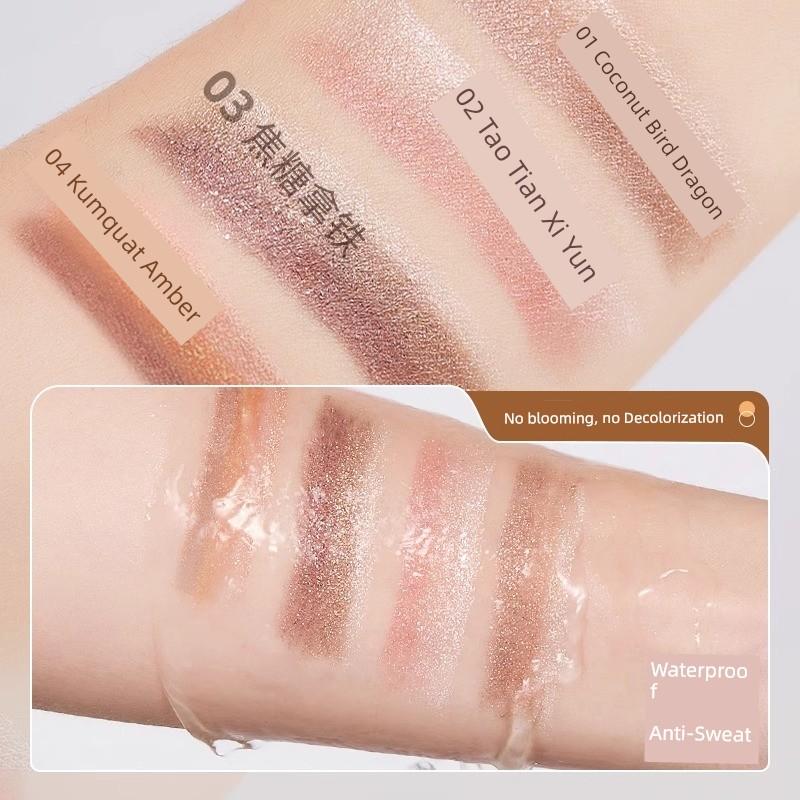 Official Genuine Goods Lazy Three-Color Eyeshadow Stick Gradient Non-Flying Powder Lying Silkworm Pen Highlight Waterproof Non-Makeup Suitable for