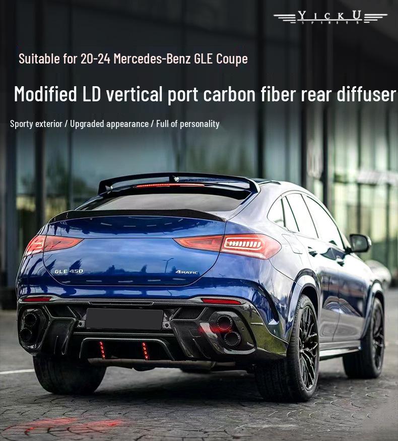 Mercedes GLE Coupe LD Style Carbon Fiber Rear Diffuser with Lights, Four-Outlet Exhaust Tips (2020-2025)