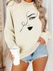 Women's Autumn/Winter Long-Sleeve Round Neck Printed Pullover Hoodie