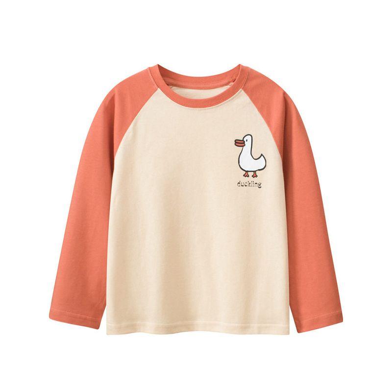 Children's Cartoon Print Long-Sleeve T-Shirt for Girls, 2026 Spring New Model, Pure Cotton Base Shirt for Kids