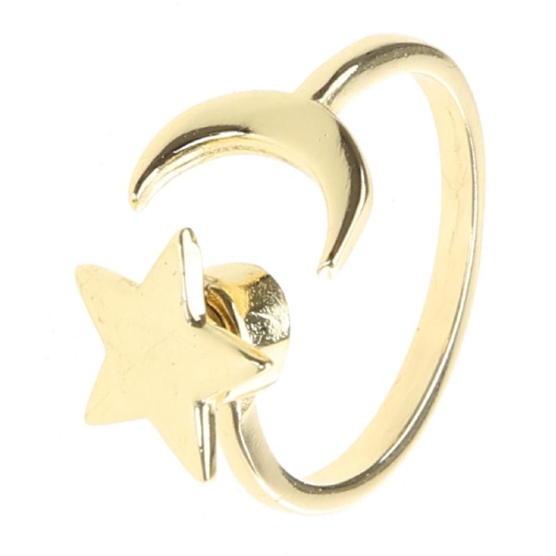 

Korean Version for Fresh Star Moon Rotating Ring Net Red Adjustable Index Finger Ring Cold Wind Simple Girlfriend Gift 1