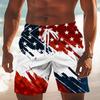 Bañador Patriótico de Diseñador para Hombre, Estampado de Bandera de EE. UU., Board Shorts de Cintura Media con Cordón para Primavera y Verano