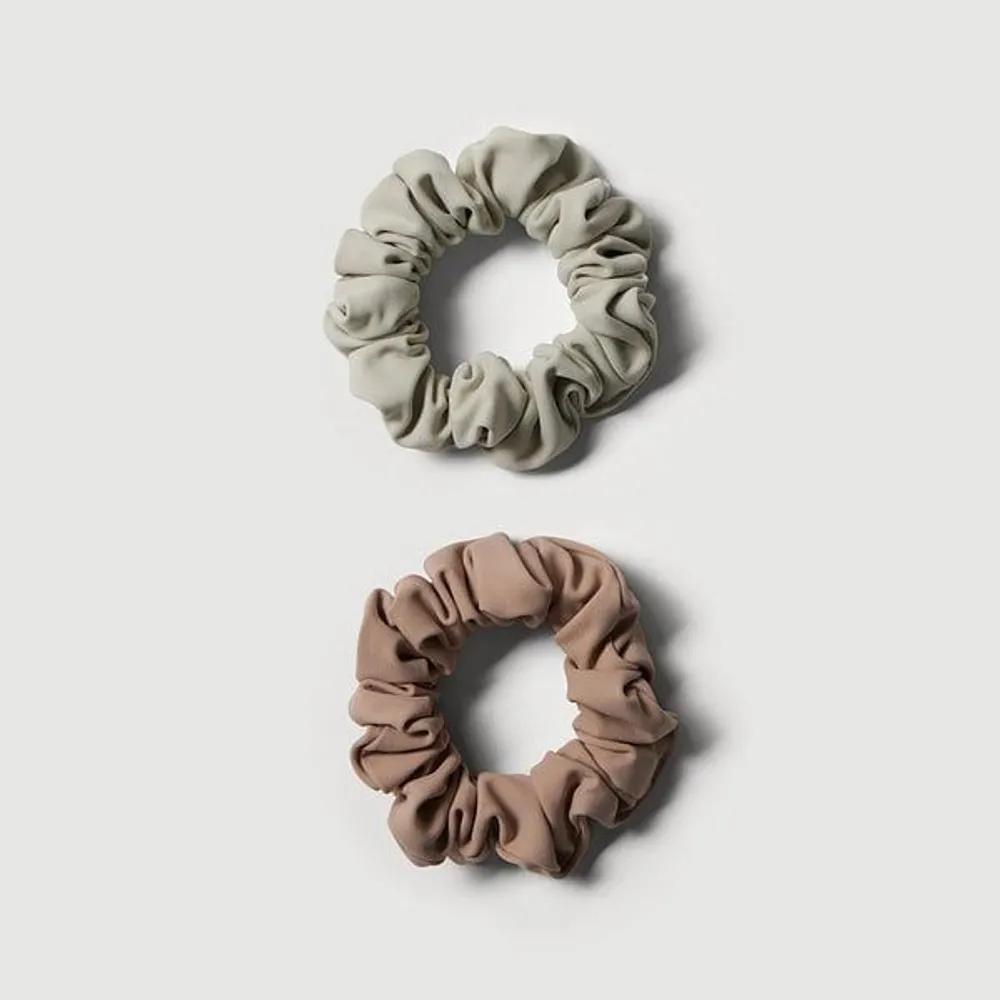 JAJU Hair Scrunchie 2 Pieces Beige Khaki Gray 3305714