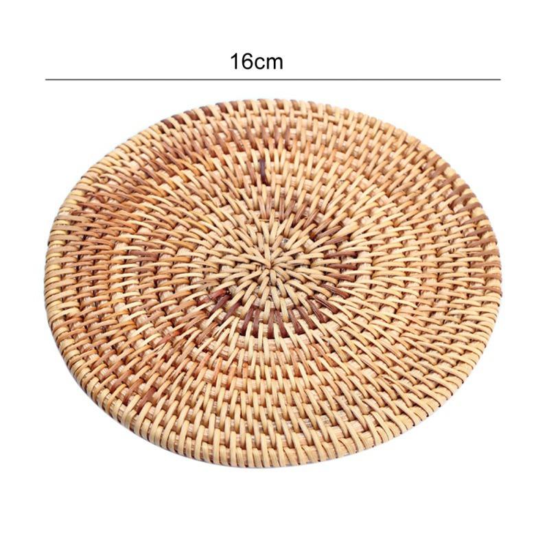 1PCS Handmade Rattan Placemat Coaster Table Natural Woven Cup Coaster Bowl Mat Plate Mat Heat Insulating Mat Non-Slip Mat
