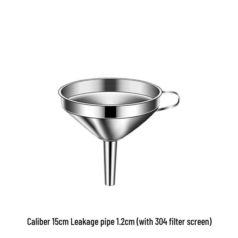 Stainless Steel Funnel, 15cm Diameter with 1.2cm Spout & 304 Filter