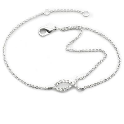 [R3677] - Silver Bracelet 'Jesus Fish' Silver White (rhodium) - 12x6mm