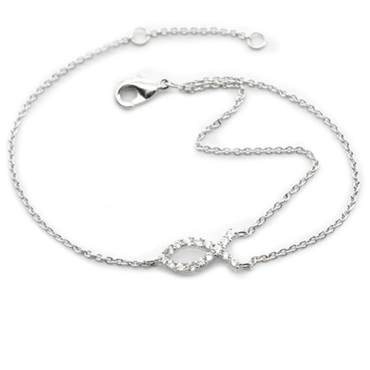 

Les Trésors De Lily [R3677] - Серебряный браслет Рыба Иисуса серебристо-белого цвета (родий) - 12x6 мм