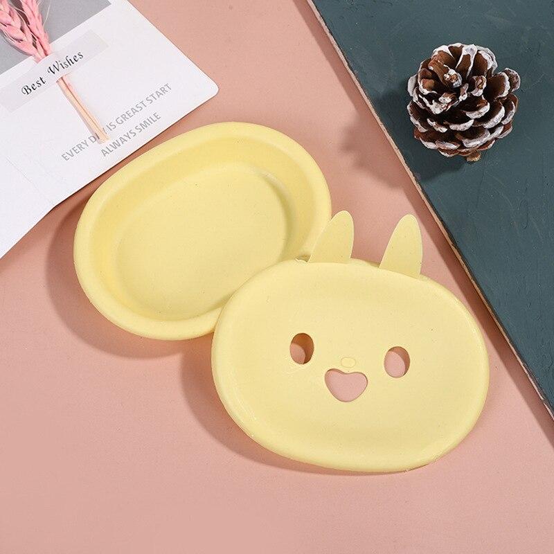 Cute Bunny Soap Box Cartoon Smiley Soap Holder Box Double Layer Bathroom Soap Holder Dish Storage Plate Tray Home Shower Supplie