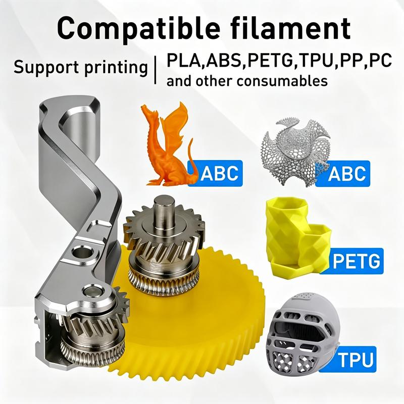 Verbessertes Extruder-Zahnrad-Kit, ERDOBERFLÄCHE, Gehärteter Stahl mit hoher Härte, DLC-Beschichtung Verschleißfest, Ersatzteile für 3D-Drucker der U1-Serie