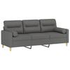 3 Seater Sofa with Decorative Cushions Dark Grey 180 Cm Fabric
