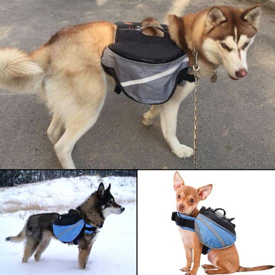 Saddle Bag Dog Backpack Adjustable Pet Carrier Hiking Camping Vest with Pockets