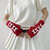 Red Knitted Arm Cover Hip-Hop Long Fingerless sleeves Stretchy Elbow Decoration Thumb Hole Gloves Teens Cosplay