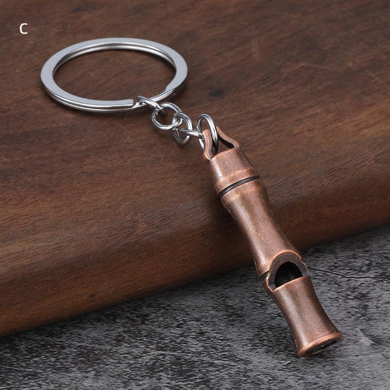 Whistle Keychain Metal High Decibel Stereoscopic Portable Single Tube Pendant Key Ring Small Gift