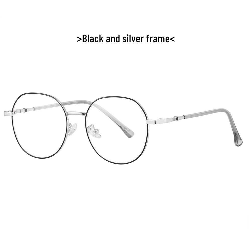 Anti-Blue Light Artistic Oval Metal Frame Prescription Glasses for Students