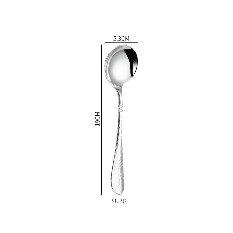 Heavy Hammer Pattern 304 Stainless Steel Cutlery Set Water Cube Buffet Knife Fork Spoon Hotel Tableware Beauty Table Accessories