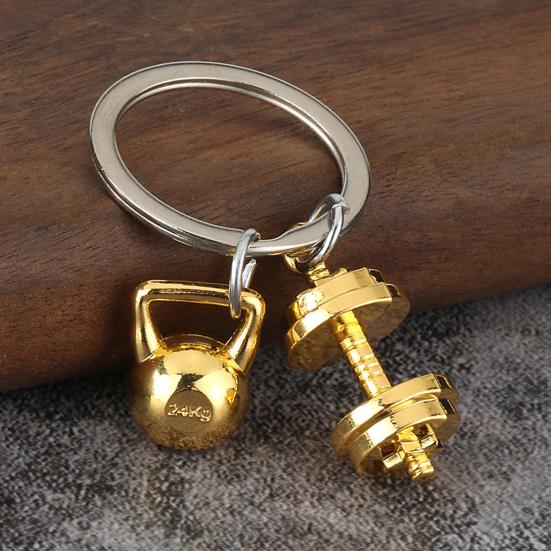 Keychain Pendant Metal Texture Weightlifting Charm Lightweight Portable Key Chain Backpack Bag Accessory