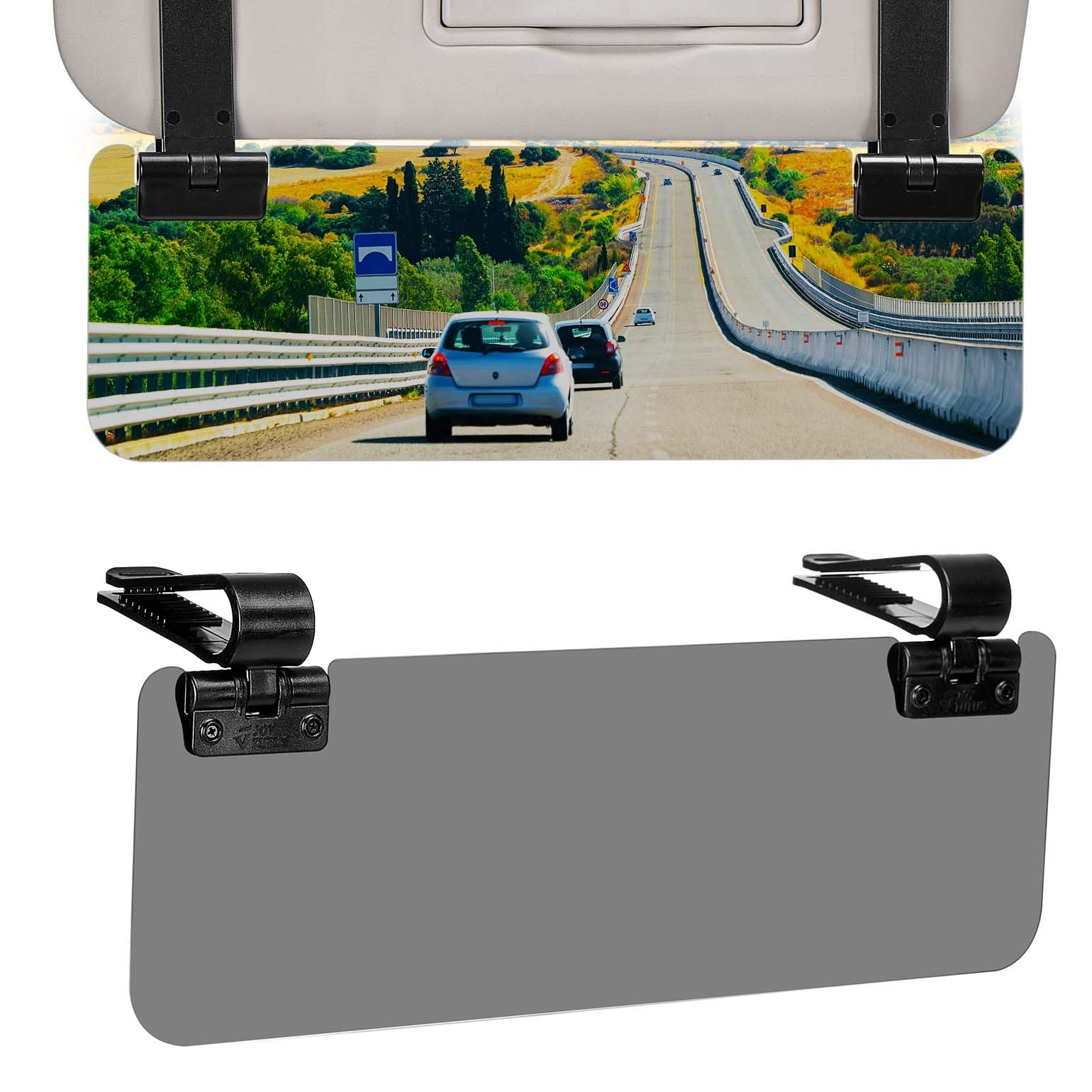 

JOYTUTUS Car Sun Visor Extension UV400 Double Universal Fit Attachment, Polarized, Protection, Adjustable, Clip, Anti-Glare,