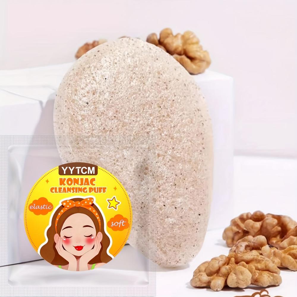 1PC Walnut Seed Konjac Face Wash Puff, Granules Gentle Exfoliation, Deep Cleansing Cleansing Artifact Cleansing Puff