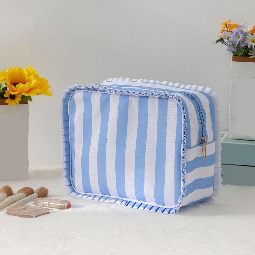 Waterproof Lacework Makeup Bags Nylon Grid Printing Storage Bag Toiletry Organizer  for Women Girls