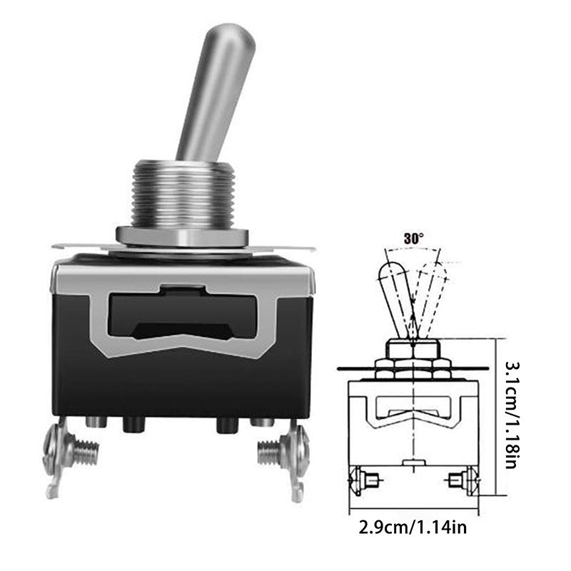 E-TEN1021 Auto Toggle Switch Boat Marine Heavy Duty Toggle Flick Switch W/ Waterproof Cover ON/OFF Car Dash Metal SPST Terminal
