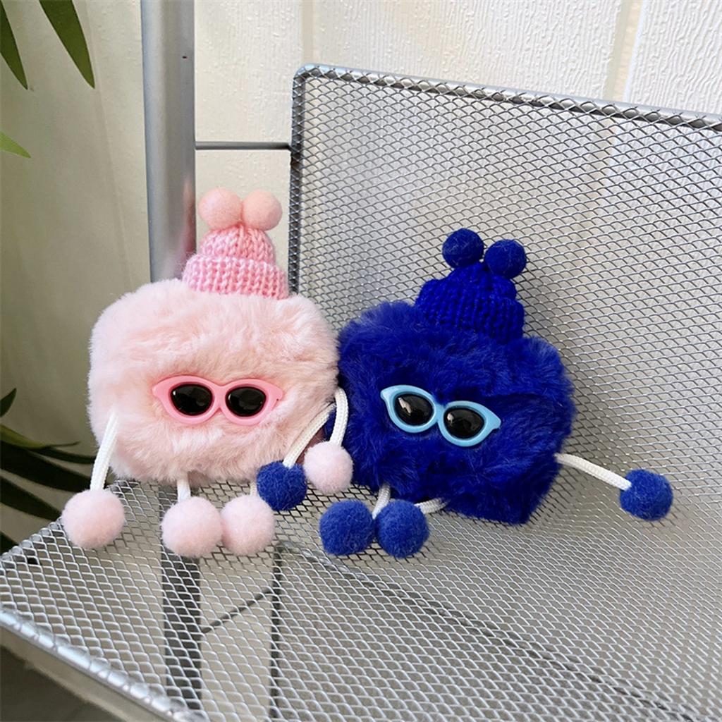 Plush Earphone Case Cute Sunglass Man Shape Drop Protection Earphone Protective Cover for IOS Earbuds 1 2 Universal